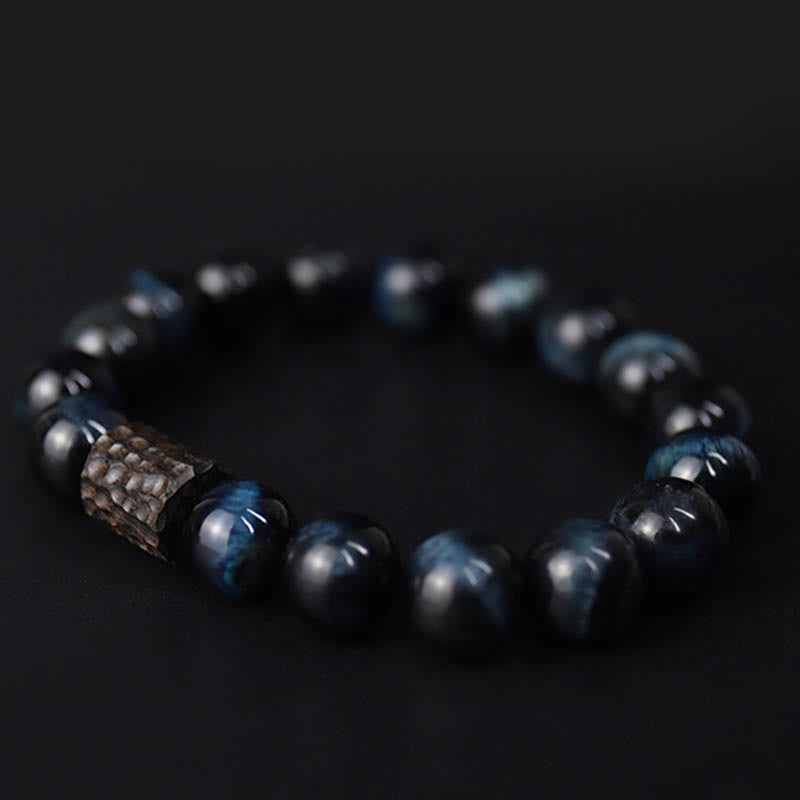 Wear FengShui Tiger Eye Ebony Wood Beads Calm Bracelet