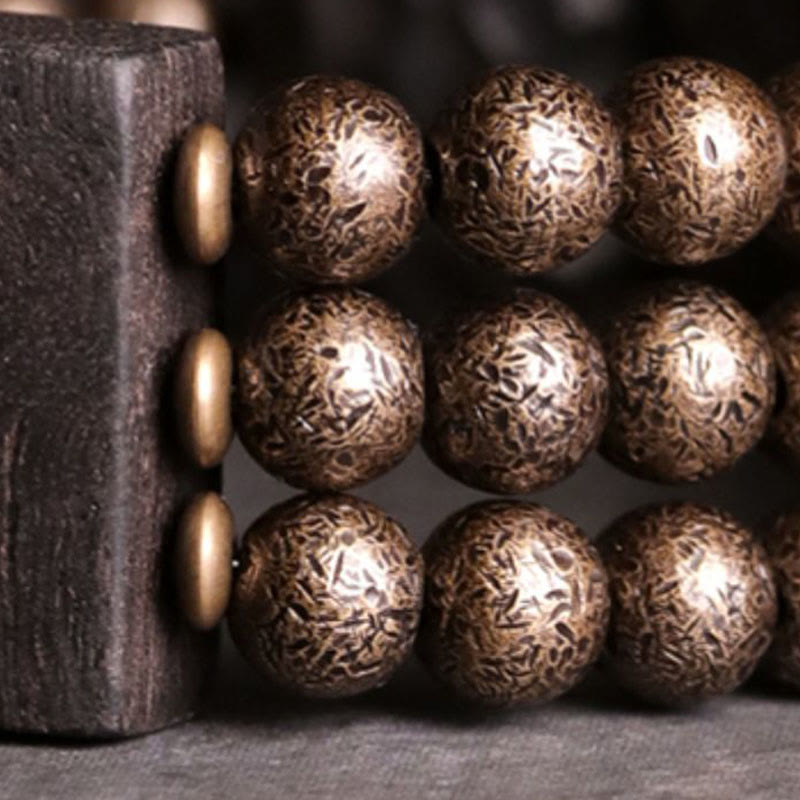 Wear FengShui Vintage Peace Ebony Wood Copper Beads Balance Bracelet