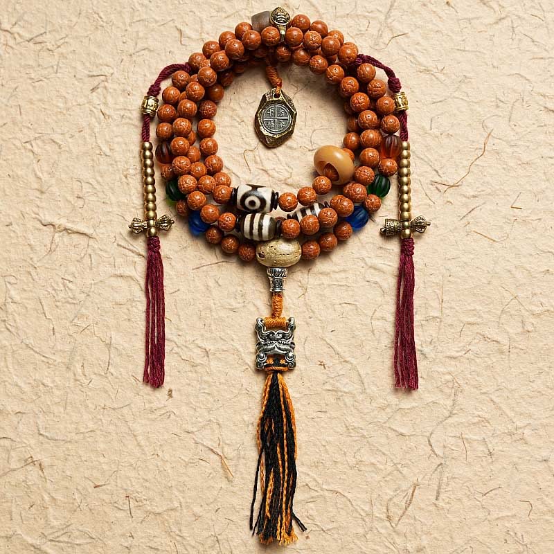 Wear FengShui Tibet Bodhi Seed 108 Mala Beads Wisdom Peace Bracelet Necklace
