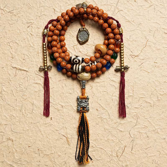Wear FengShui Tibet Bodhi Seed 108 Mala Beads Wisdom Peace Bracelet Necklace