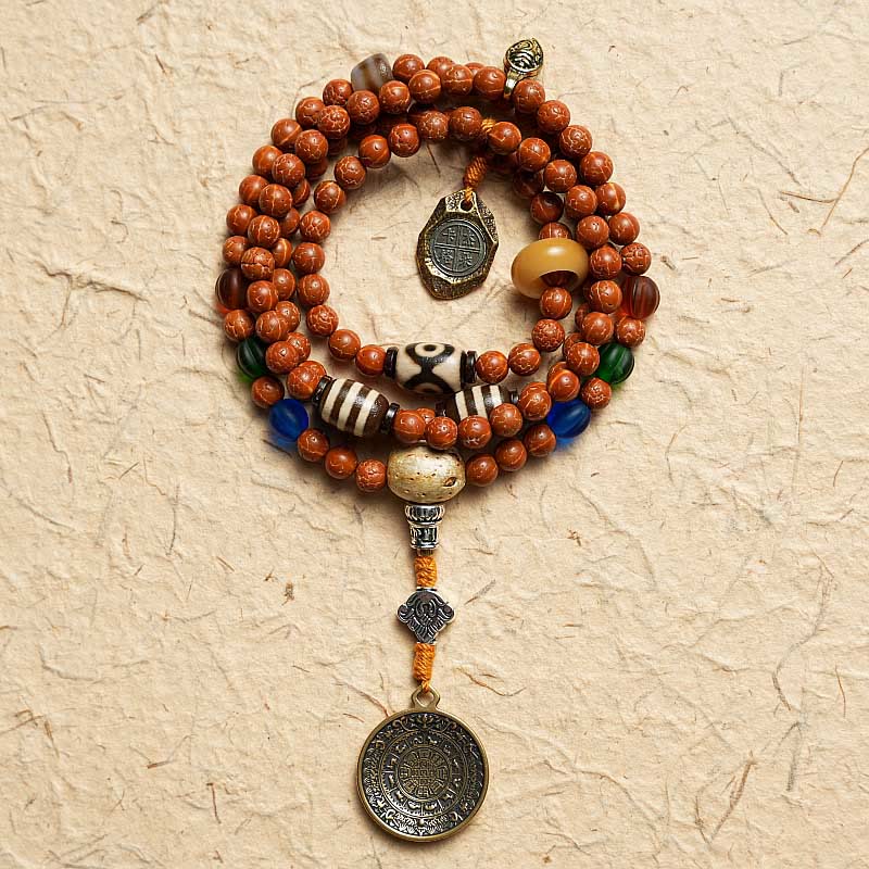 Wear FengShui Tibet Bodhi Seed 108 Mala Beads Wisdom Peace Bracelet Necklace