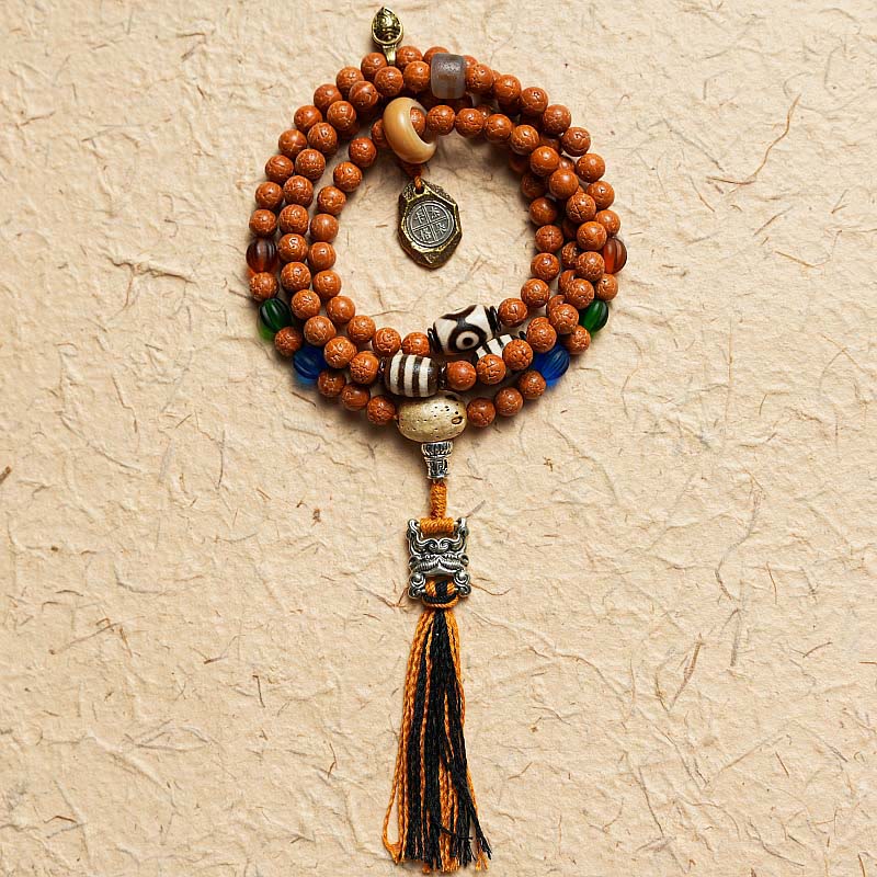Wear FengShui Tibet Bodhi Seed 108 Mala Beads Wisdom Peace Bracelet Necklace