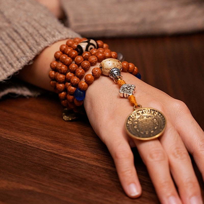 Wear FengShui Tibet Bodhi Seed 108 Mala Beads Wisdom Peace Bracelet Necklace