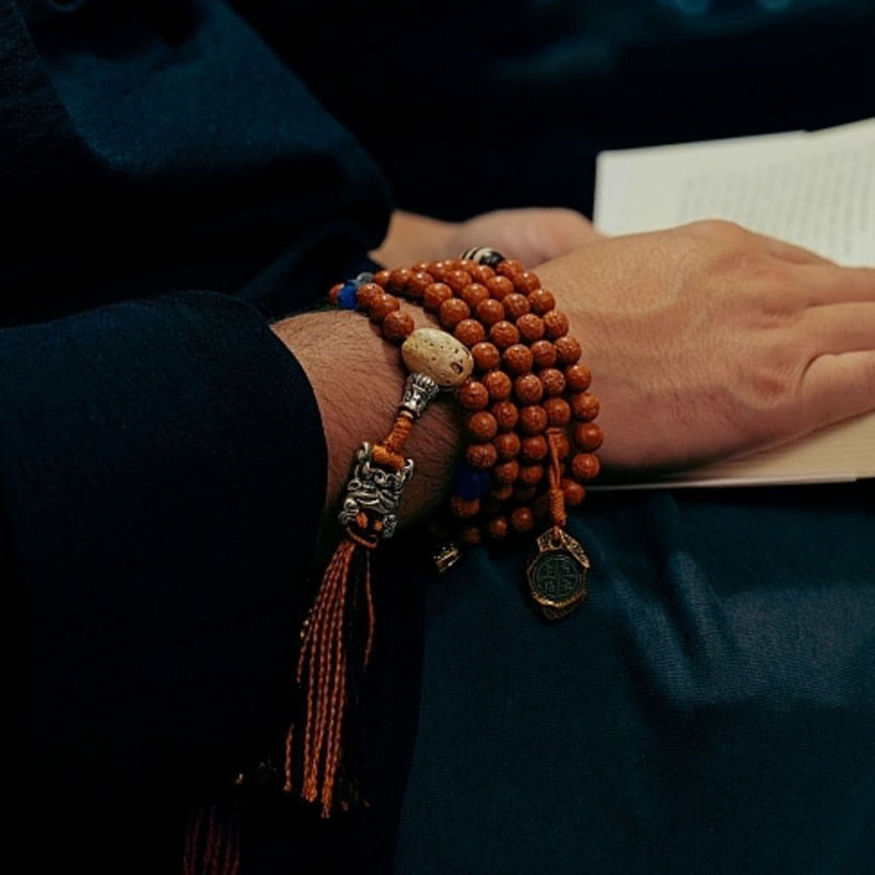 Wear FengShui Tibet Bodhi Seed 108 Mala Beads Wisdom Peace Bracelet Necklace
