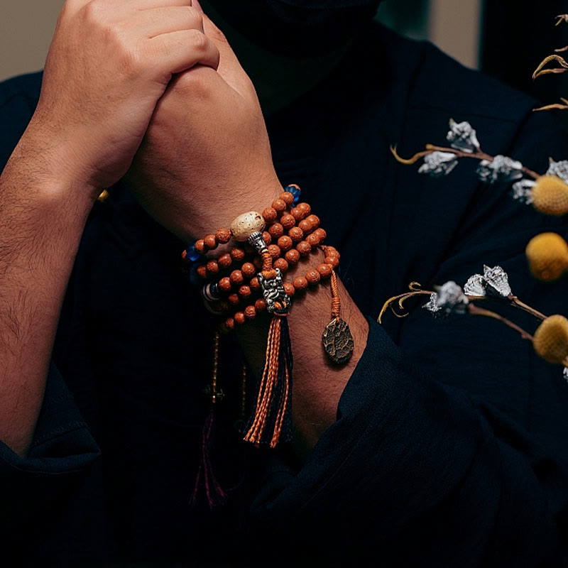 Wear FengShui Tibet Bodhi Seed 108 Mala Beads Wisdom Peace Bracelet Necklace
