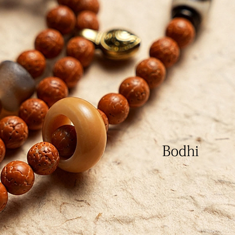 Wear FengShui Tibet Bodhi Seed 108 Mala Beads Wisdom Peace Bracelet Necklace
