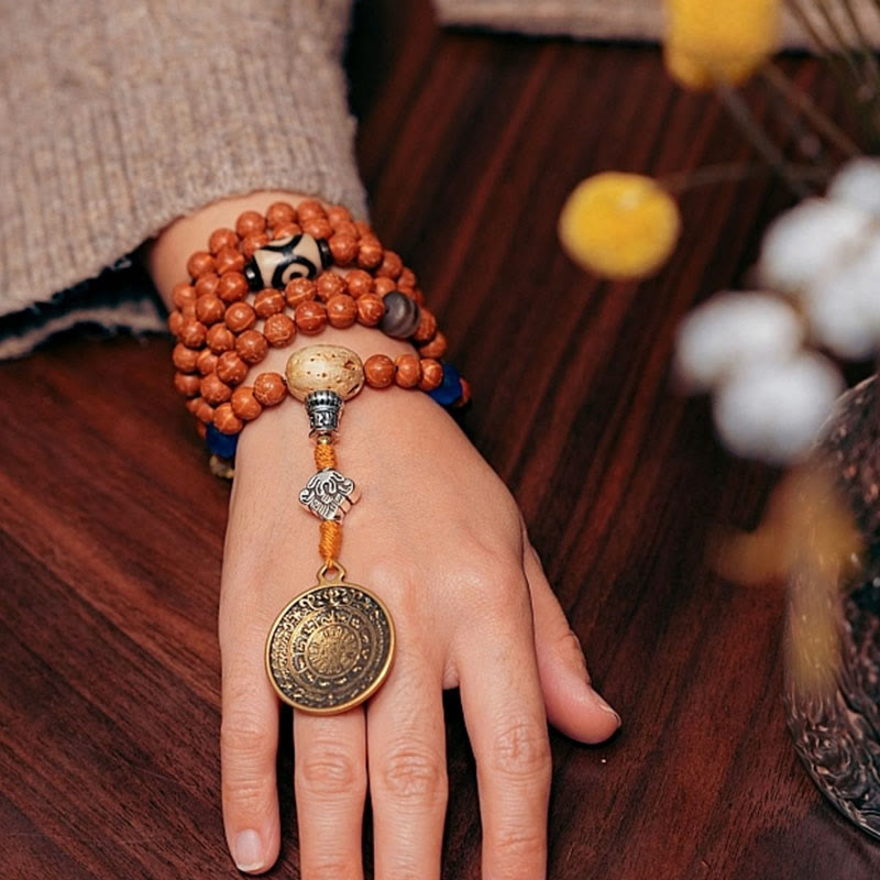 Wear FengShui Tibet Bodhi Seed 108 Mala Beads Wisdom Peace Bracelet Necklace