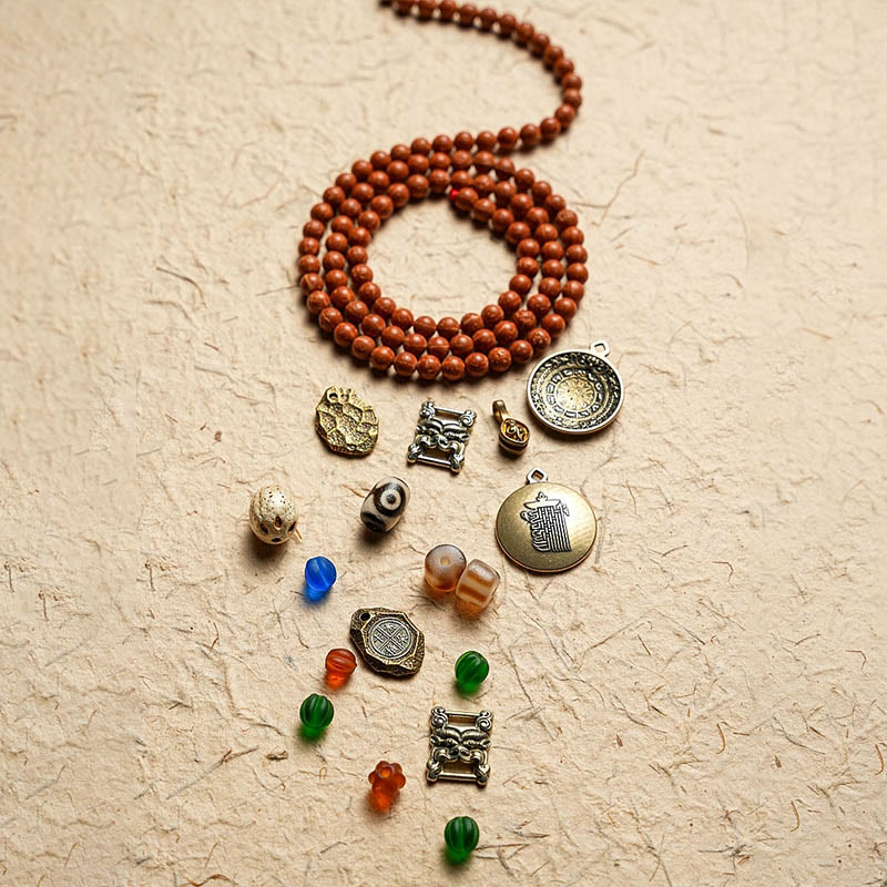 Wear FengShui Tibet Bodhi Seed 108 Mala Beads Wisdom Peace Bracelet Necklace