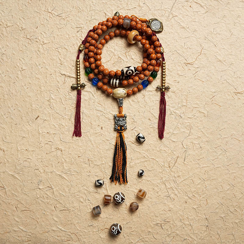 Wear FengShui Tibet Bodhi Seed 108 Mala Beads Wisdom Peace Bracelet Necklace