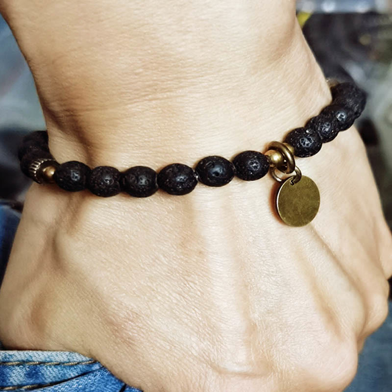 Wear FengShui Natural Lava Rock Beads Calm Support Healing Bracelet