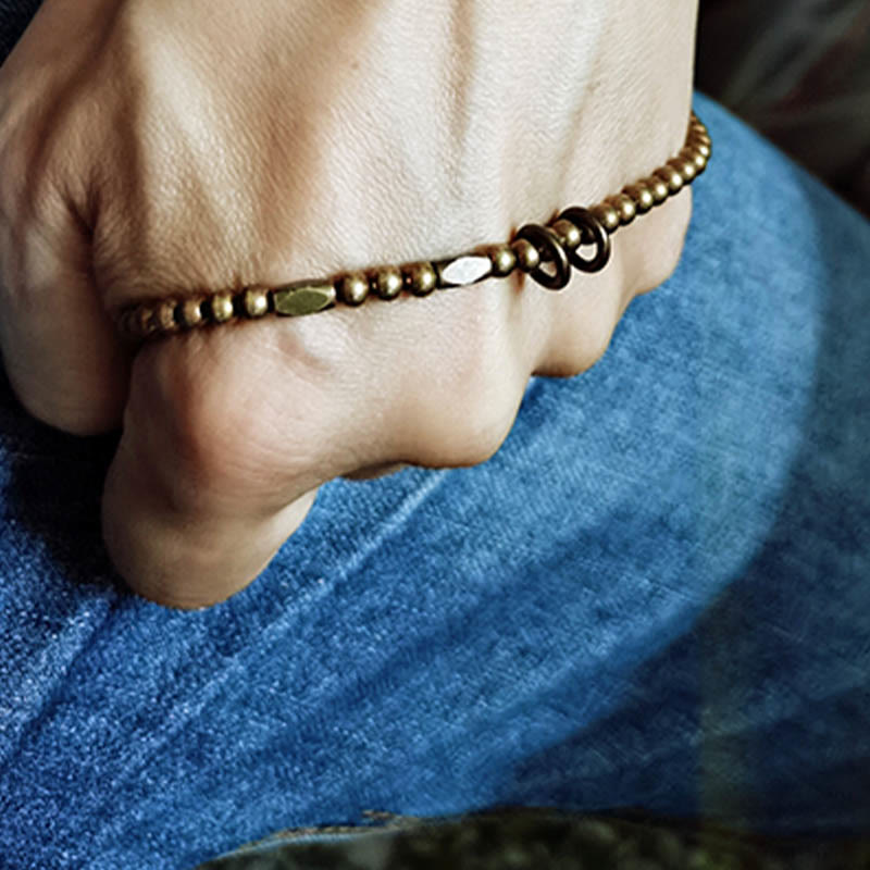 Wear FengShui Wealth Self Care Copper Brass Beads Design Couple Bracelet