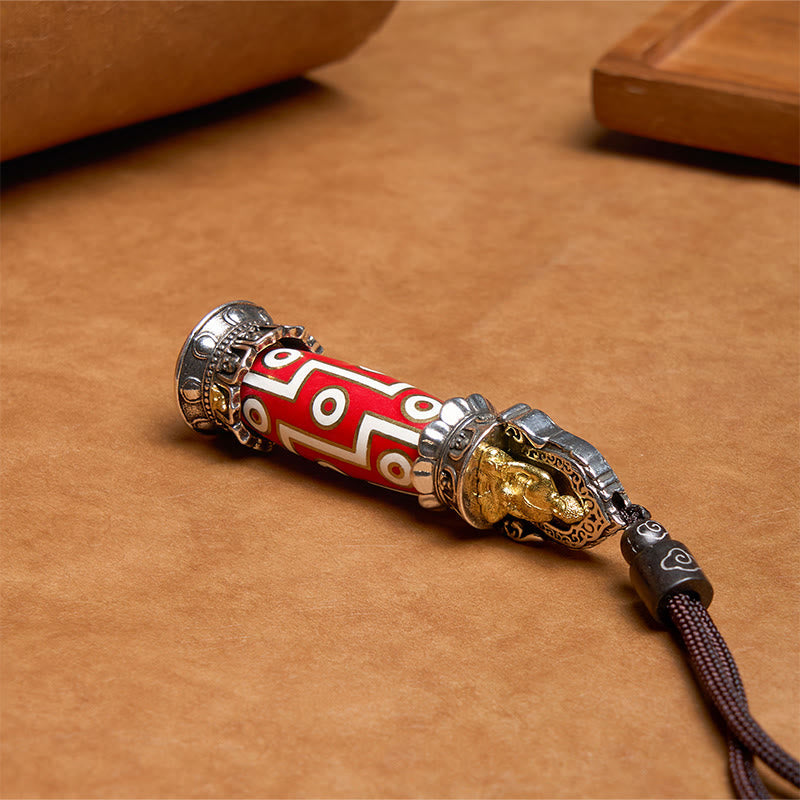 Wear FengShui Tibetan Medicine Buddha Nine-Eye Dzi Bead Protection Necklace Pendant