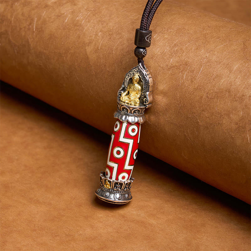 Wear FengShui Tibetan Medicine Buddha Nine-Eye Dzi Bead Protection Necklace Pendant