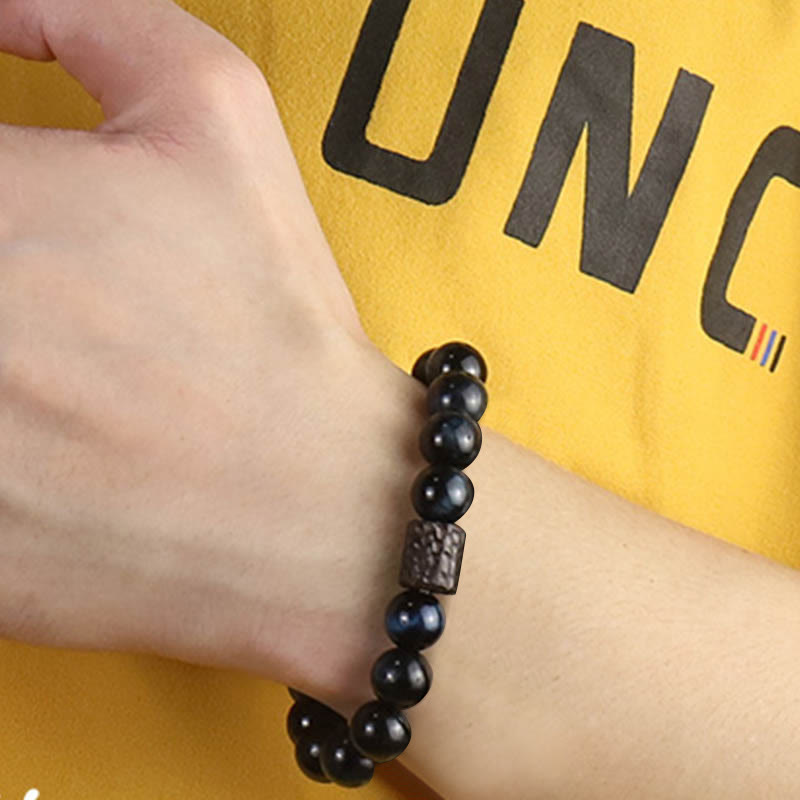 Wear FengShui Tiger Eye Ebony Wood Beads Calm Bracelet