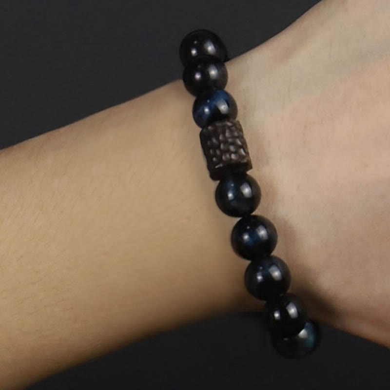 Wear FengShui Tiger Eye Ebony Wood Beads Calm Bracelet