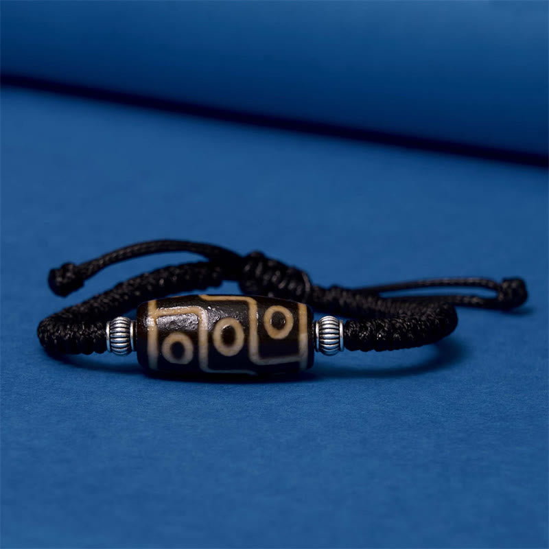Wear FengShui Tibetan Nine-Eye Dzi Bead Three-eyed Dzi Bead Wealth Protection Rope Bracelet