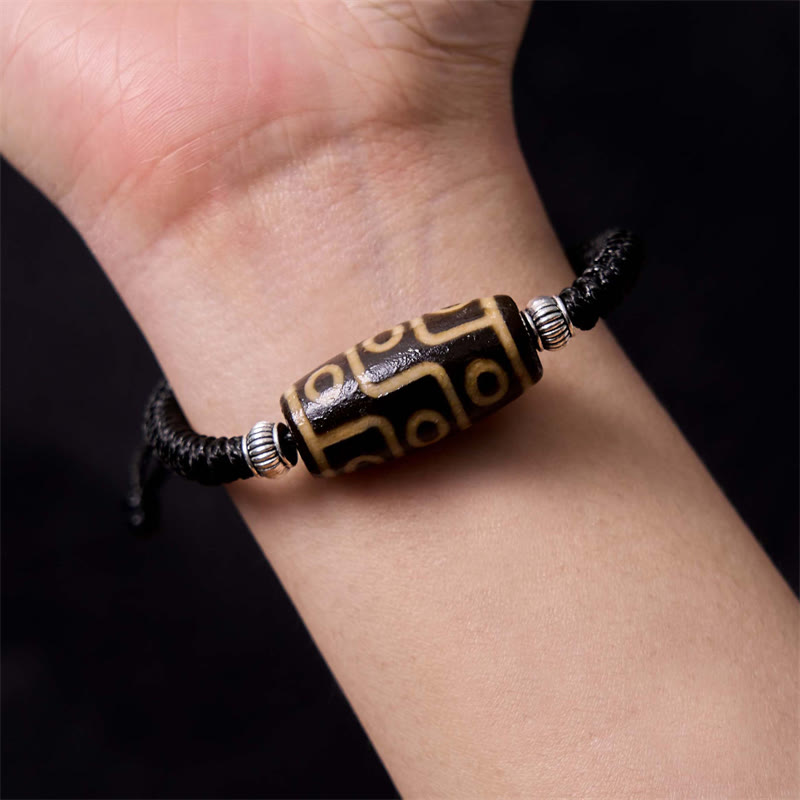 Wear FengShui Tibetan Nine-Eye Dzi Bead Three-eyed Dzi Bead Wealth Protection Rope Bracelet