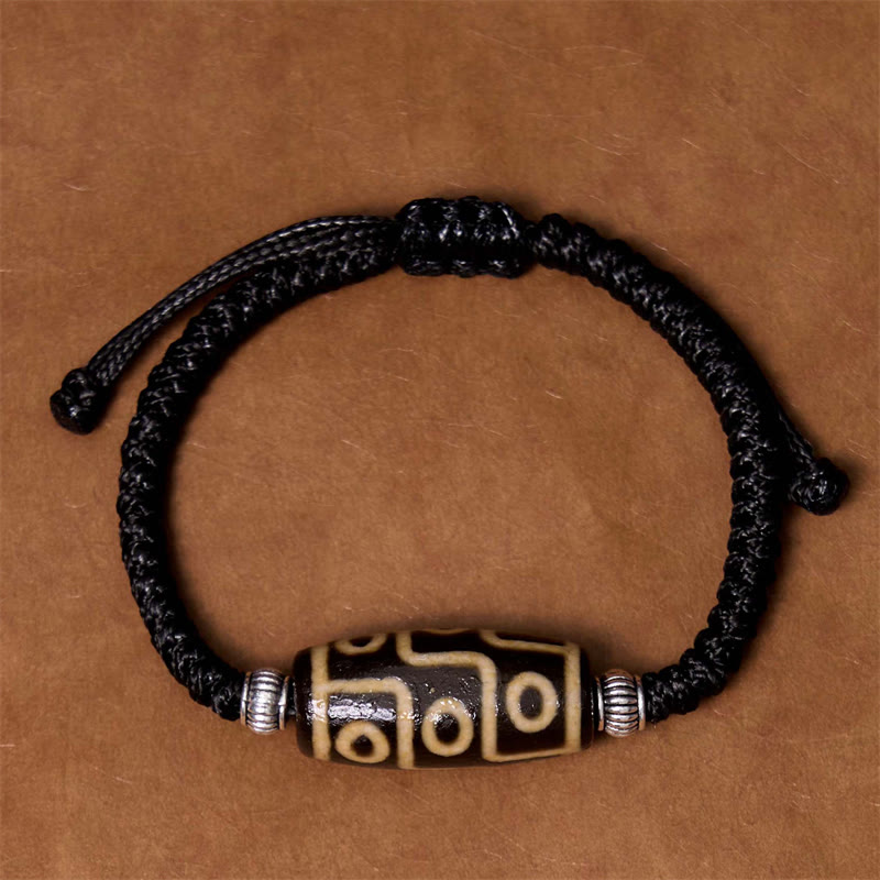 Wear FengShui Tibetan Nine-Eye Dzi Bead Three-eyed Dzi Bead Wealth Protection Rope Bracelet