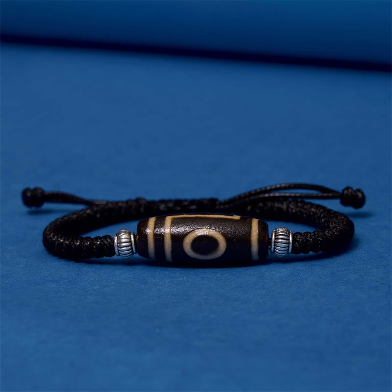 Wear FengShui Tibetan Nine-Eye Dzi Bead Three-eyed Dzi Bead Wealth Protection Rope Bracelet