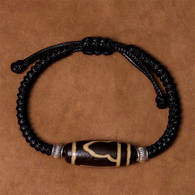 Wear FengShui Tibetan Nine-Eye Dzi Bead Three-eyed Dzi Bead Wealth Protection Rope Bracelet