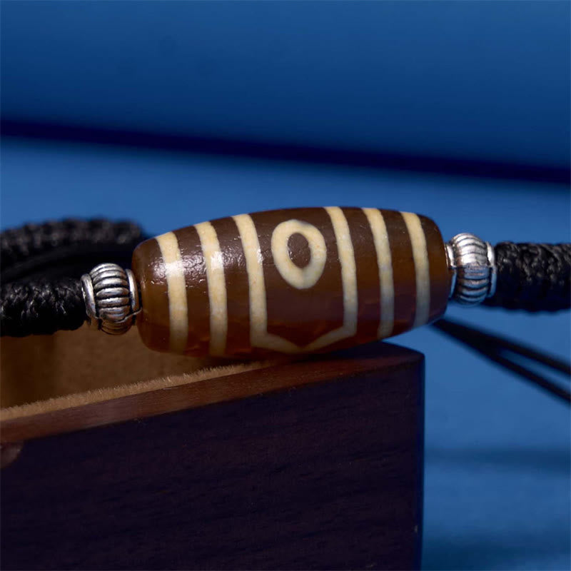 Wear FengShui Tibetan Nine-Eye Dzi Bead Three-eyed Dzi Bead Wealth Protection Rope Bracelet