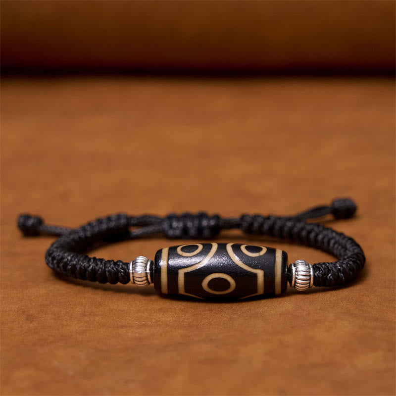 Wear FengShui Tibetan Nine-Eye Dzi Bead Three-eyed Dzi Bead Wealth Protection Rope Bracelet