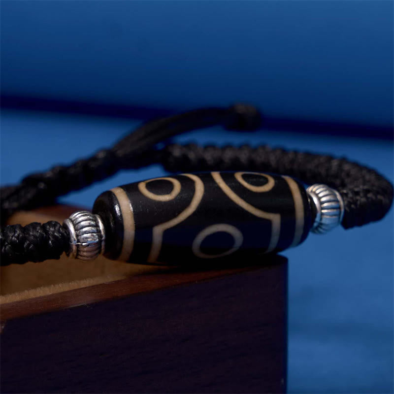 Wear FengShui Tibetan Nine-Eye Dzi Bead Three-eyed Dzi Bead Wealth Protection Rope Bracelet