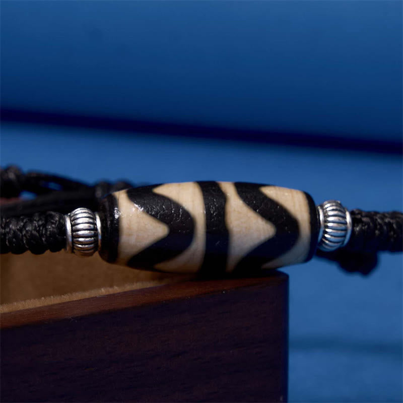 Wear FengShui Tibetan Nine-Eye Dzi Bead Three-eyed Dzi Bead Wealth Protection Rope Bracelet