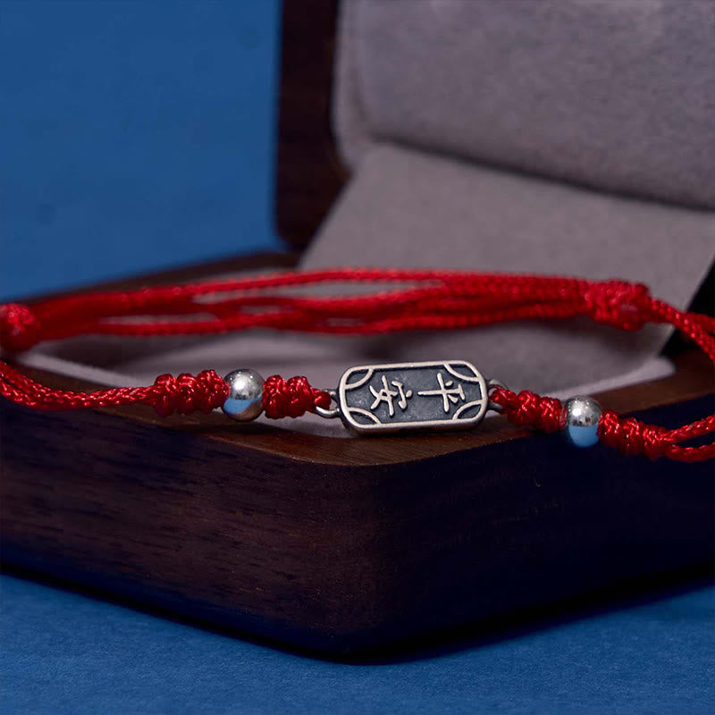 Wear FengShui Handmade 925 Sterling Silver Peace And Joy Safe Well Protection Braided Bracelet