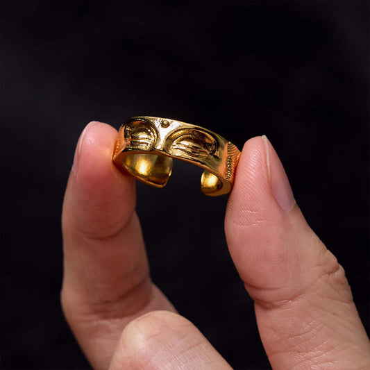 Wear FengShui Golden Meditation Buddha Serenity Copper Adjustable Ring