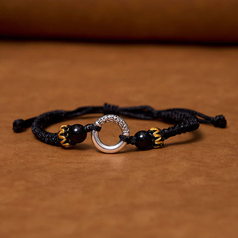 Wear FengShui 925 Sterling Silver Plated Copper Peace Buckle Protection Braided String Bracelet