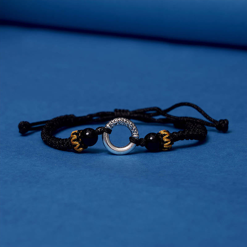 Wear FengShui 925 Sterling Silver Plated Copper Peace Buckle Protection Braided String Bracelet