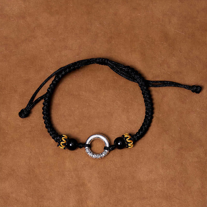 Wear FengShui 925 Sterling Silver Plated Copper Peace Buckle Protection Braided String Bracelet