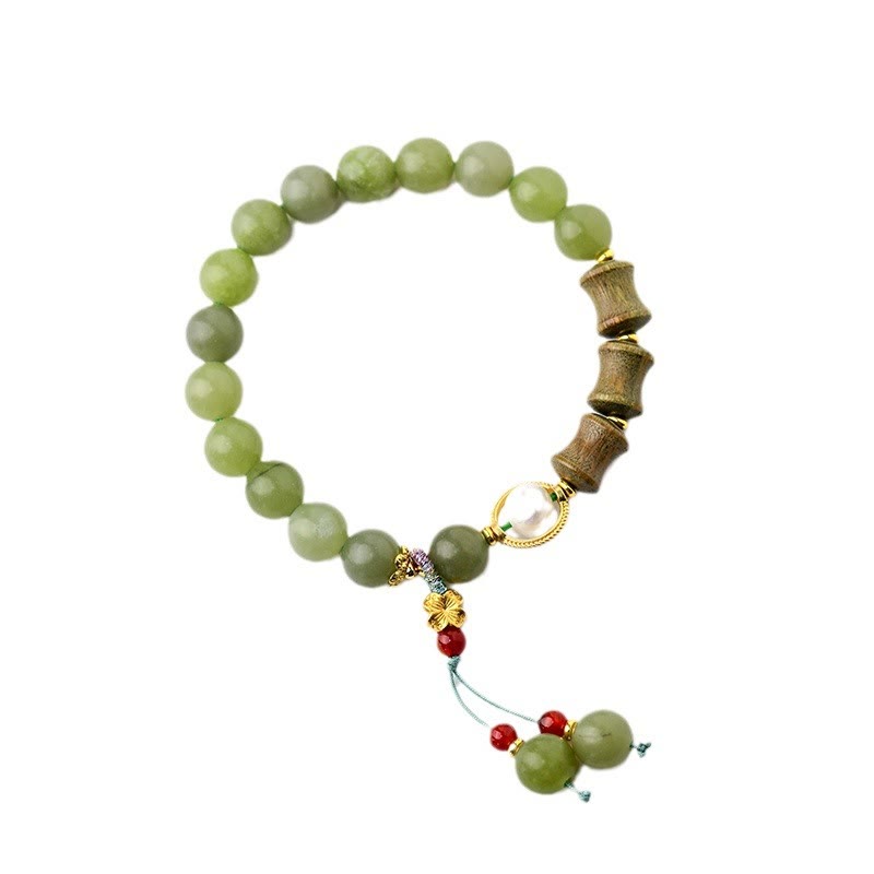 Wear FengShui Jade Sandalwood Bamboo Pearl Prosperity Bracelet