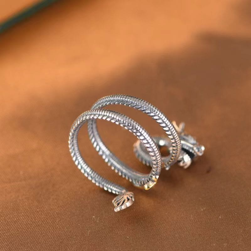 Wear FengShui Vintage Dragon Pattern Protection Ring