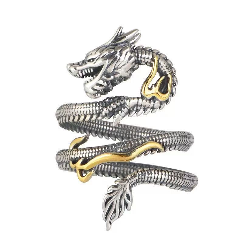 Wear FengShui Vintage Dragon Pattern Protection Ring