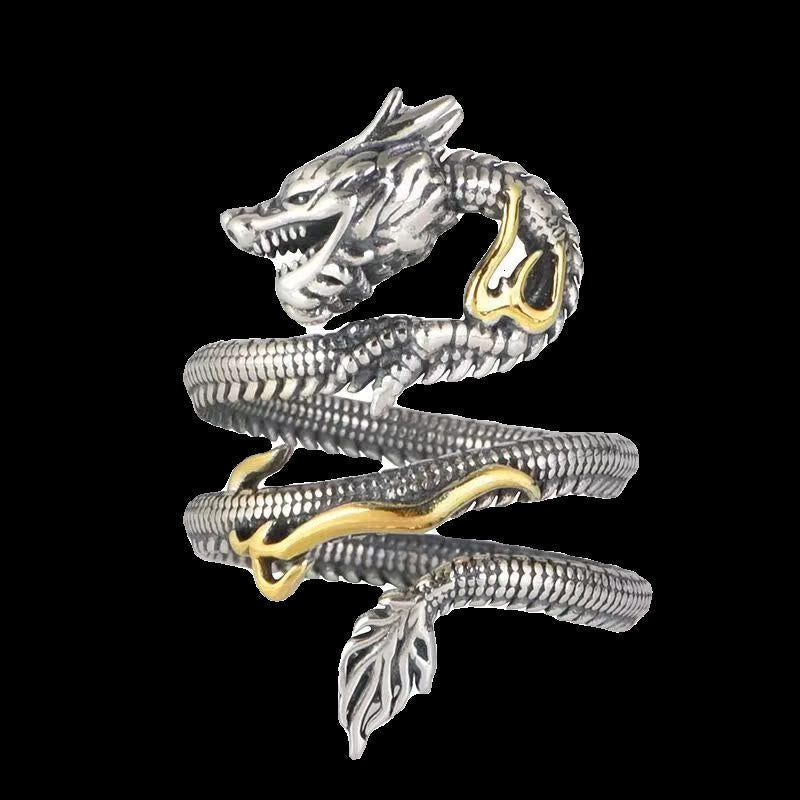 Wear FengShui Vintage Dragon Pattern Protection Ring