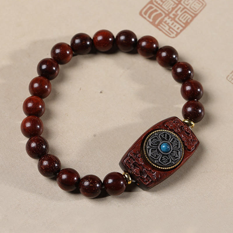 Wear FengShui Small Leaf Red Sandalwood Green Sandalwood Six True Words Peace Bracelet