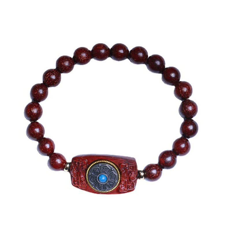 Wear FengShui Small Leaf Red Sandalwood Green Sandalwood Six True Words Peace Bracelet