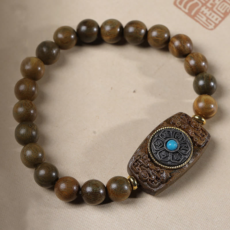 Wear FengShui Small Leaf Red Sandalwood Green Sandalwood Six True Words Peace Bracelet