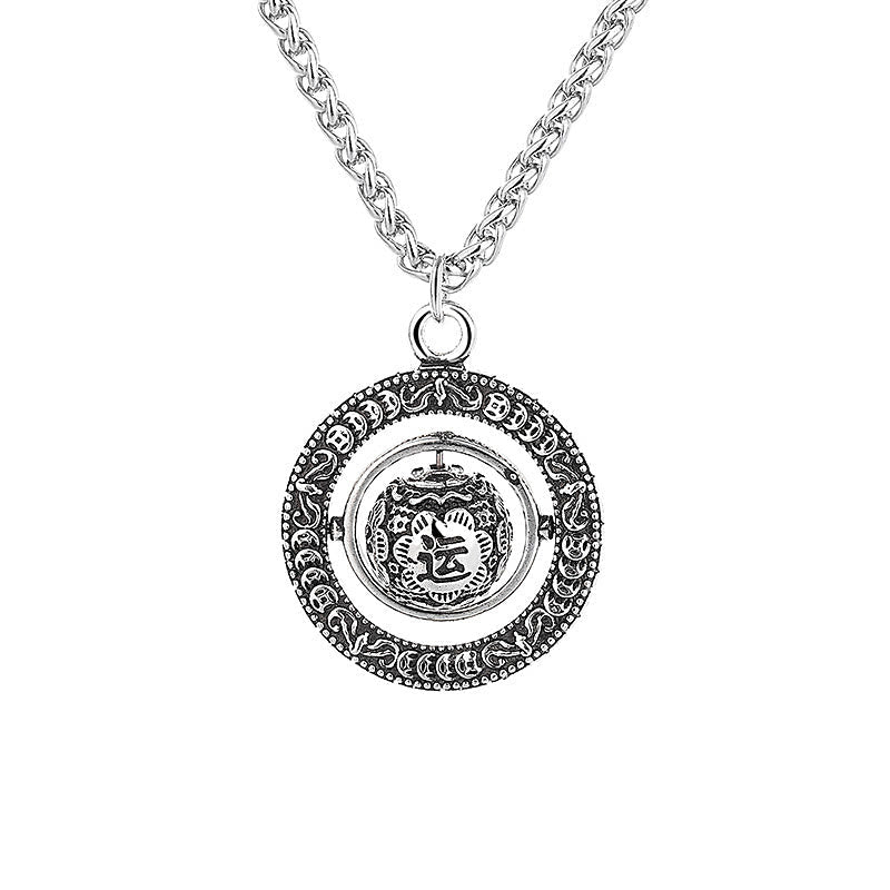 Wear FengShui One's Luck Improves Design Pattern Copper Rotatable Necklace Pendant