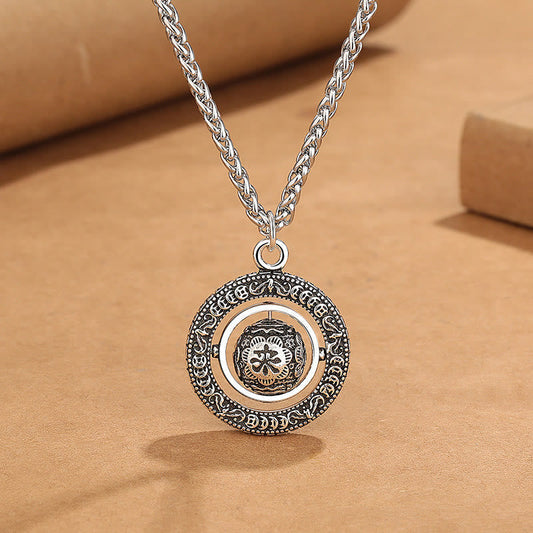 Wear FengShui One's Luck Improves Design Pattern Copper Rotatable Necklace Pendant