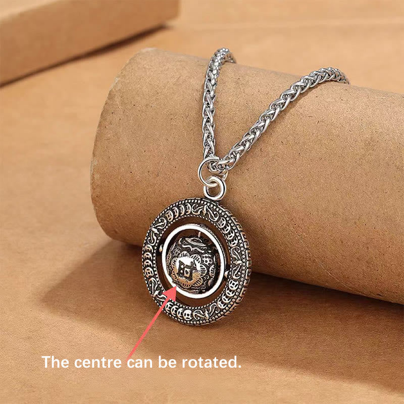 Wear FengShui One's Luck Improves Design Pattern Copper Rotatable Necklace Pendant
