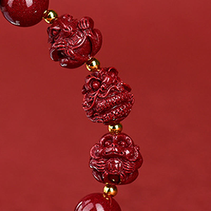 Wear FengShui Chinese Zodiac Cinnabar Keep Away Evil Spirits Blessing Bracelet