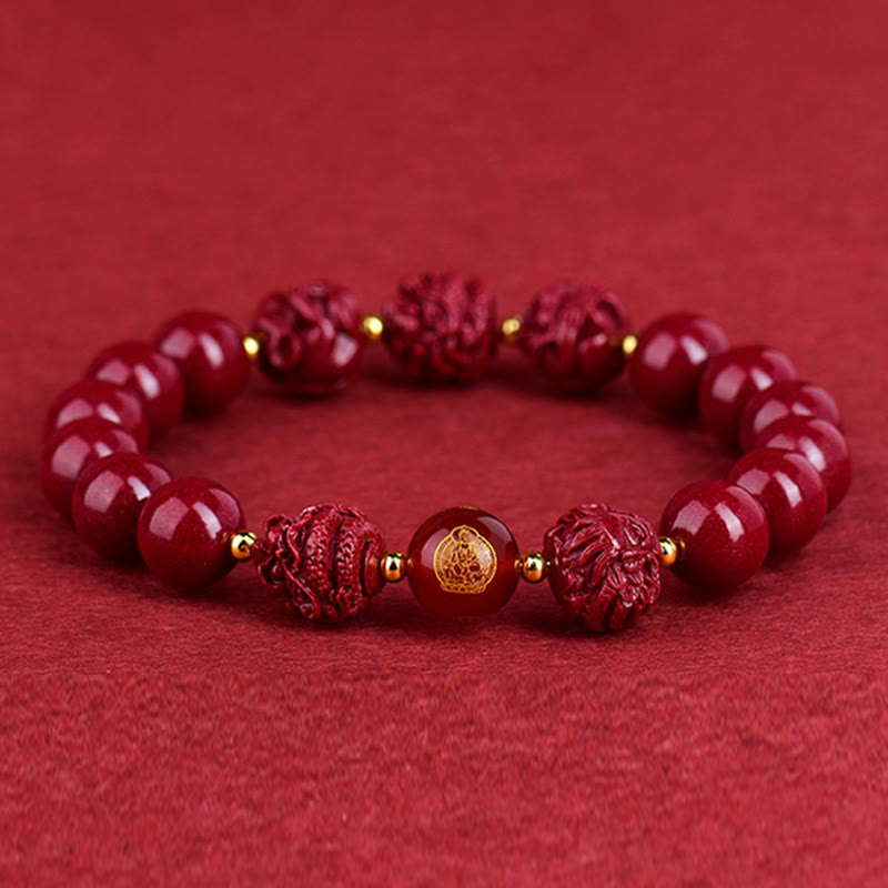 Wear FengShui Chinese Zodiac Cinnabar Keep Away Evil Spirits Blessing Bracelet