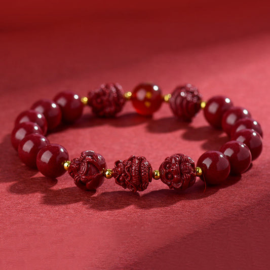 Wear FengShui Chinese Zodiac Cinnabar Keep Away Evil Spirits Blessing Bracelet