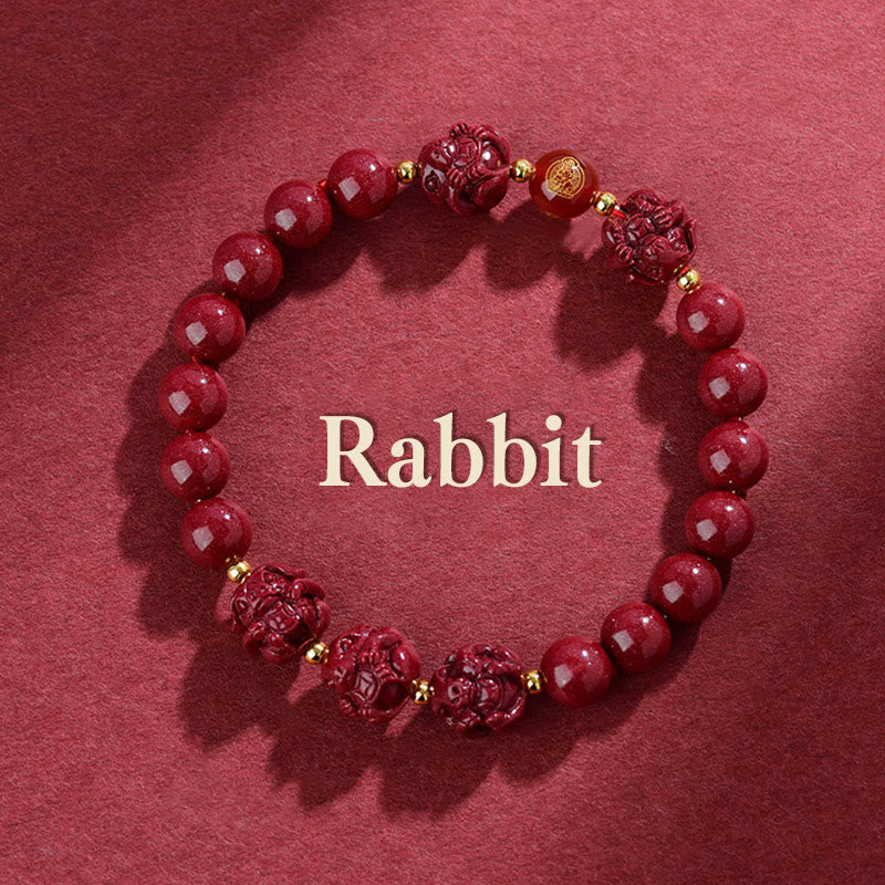 Wear FengShui Chinese Zodiac Cinnabar Keep Away Evil Spirits Blessing Bracelet