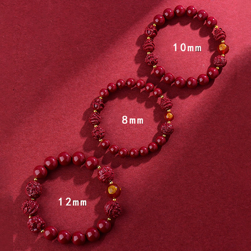 Wear FengShui Chinese Zodiac Cinnabar Keep Away Evil Spirits Blessing Bracelet