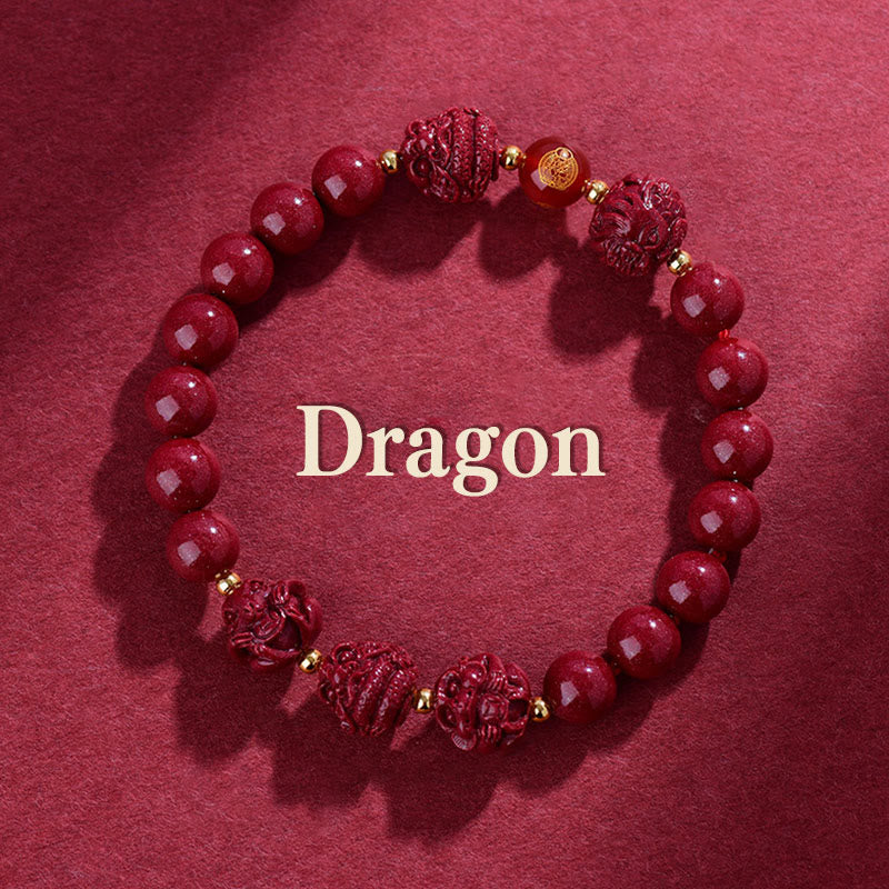 Wear FengShui Chinese Zodiac Cinnabar Keep Away Evil Spirits Blessing Bracelet