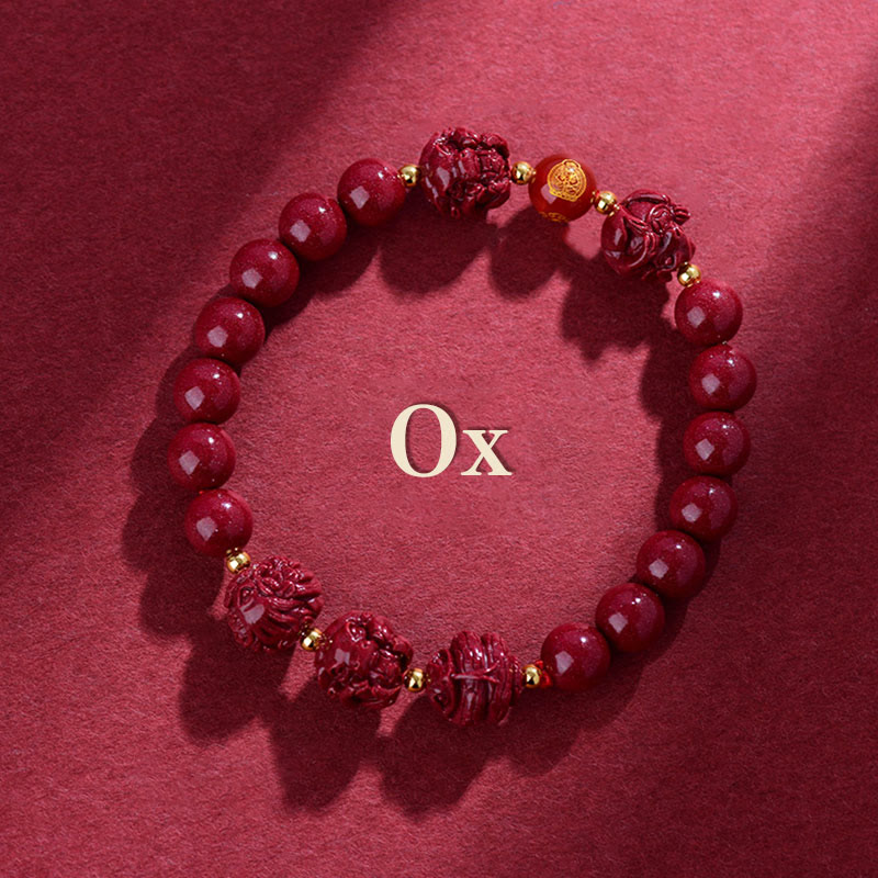 Wear FengShui Chinese Zodiac Cinnabar Keep Away Evil Spirits Blessing Bracelet